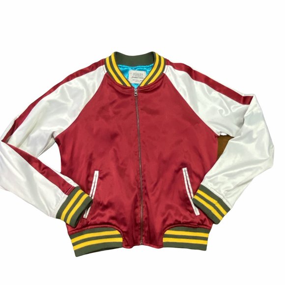 Ashley By 26 International Jackets & Blazers - Ashley 26 International Retro Inspired Burgundy & White California Bomber Jacket